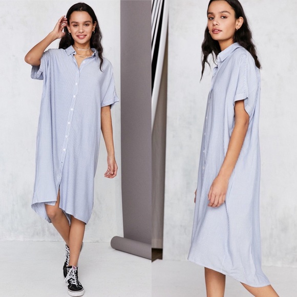 silence + noise Dresses & Skirts - urban outfitters Button Down Cocoon Shirt Midi Dres